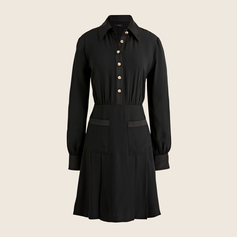 J. Crew Button-front pleated crepe shirtdress